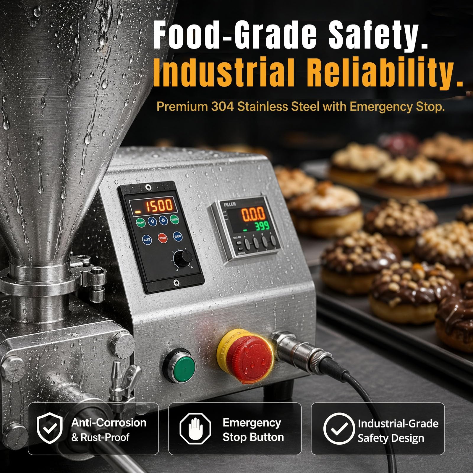 Machine de Remplissage Quantitatif 20L avec Pédale, Robot Pâtissier Industriel pour Fourrage de Beignets, Matériel de Restauration Automatique en Acier Inoxydable