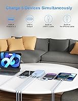 Vista 7 de Portable Charger with Wall Plug, 10000mAh USB C Power Bank Fast Charging, External Battery Pack with Built in Cables, Digital Display, 5 Output 4