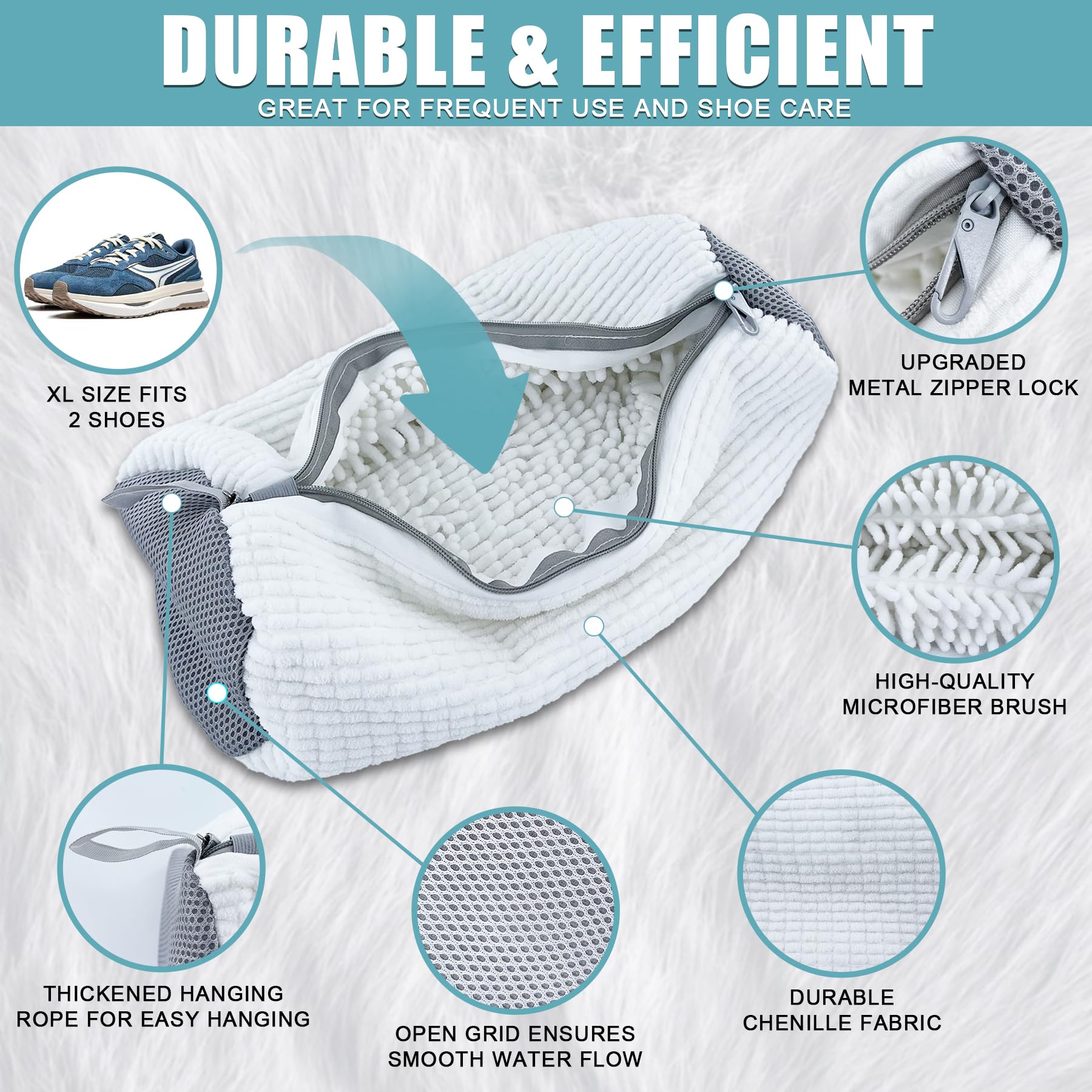 XXL Sacs De Lavage Chaussures Lot De 2 - Protection Machine à Laver Réutilisables
