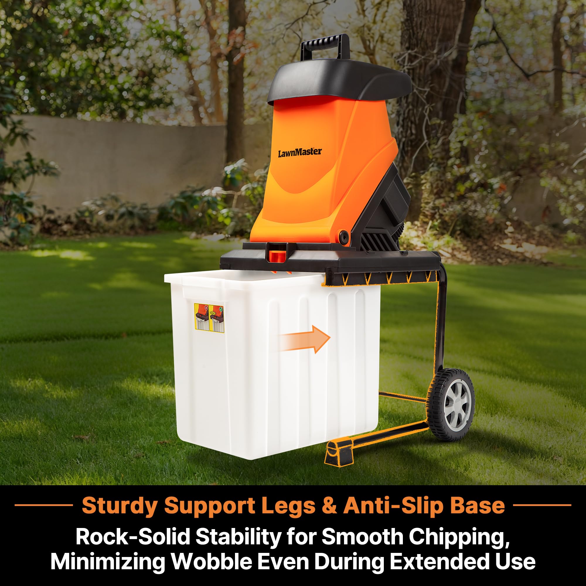 LawnMaster Trituradora eléctrica de Madera de 15 amperios con contenedor de Recogida - FD1504