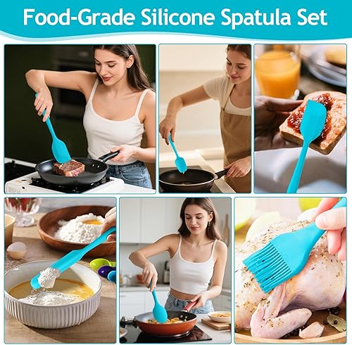 Miniatura 3 de Juego de 6 espátulas de silicona resistentes al calor, utensilios para hornear con cepillo de pastelería, herramientas de cocina antiadherentes, kit