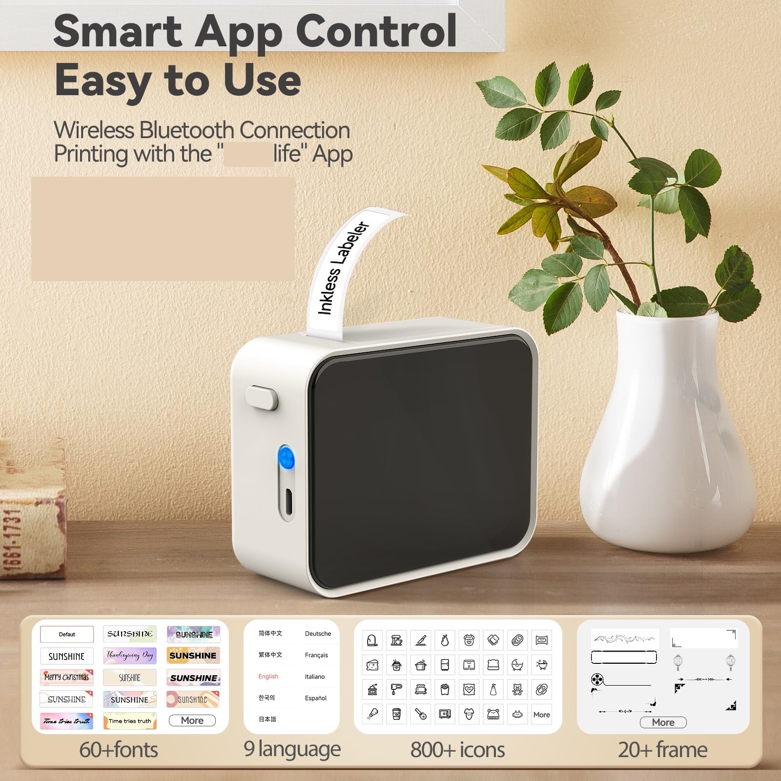 Stampante for etichette wireless P15 Etichettatrice termica Bluetooth portatile Mini macchina,Resistente alle cadute