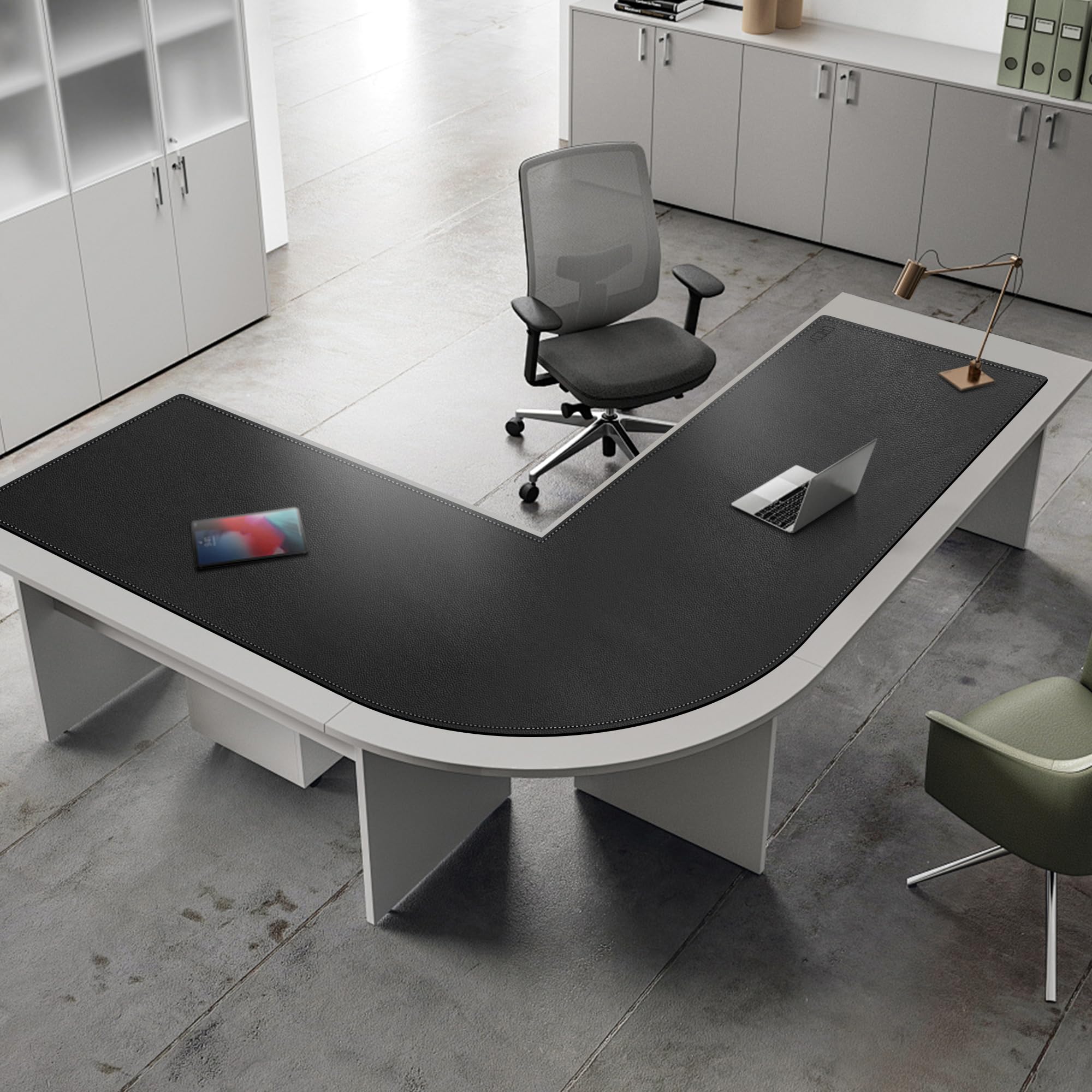 Cacoy L-förmiger Schreibtischunterlage, PU-Leder Ecke Computer Tischunterlage, 150 x 160 x 50 cm L-Form Gaming Mauspad, Großes Wasserdicht Schreibtischunterlage (Schwarz)