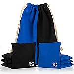 Play Platoon Professional Cornhole Bags - Set of 8 Regulation All Weather Two Sided Improved Bean Bags for Pro Corn Hole Game - 4 Blue & 4 Black