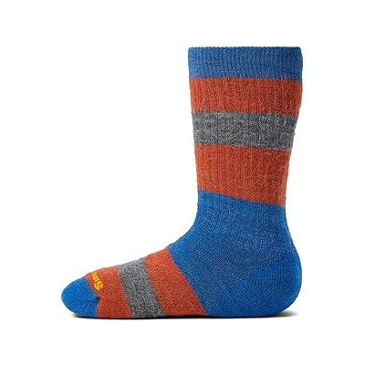 Smartwool Kids Hike Full Cushion Striped Crew Socks (Toddler/Little Kid/Big Kid) Kids Shoes Laguna Blue