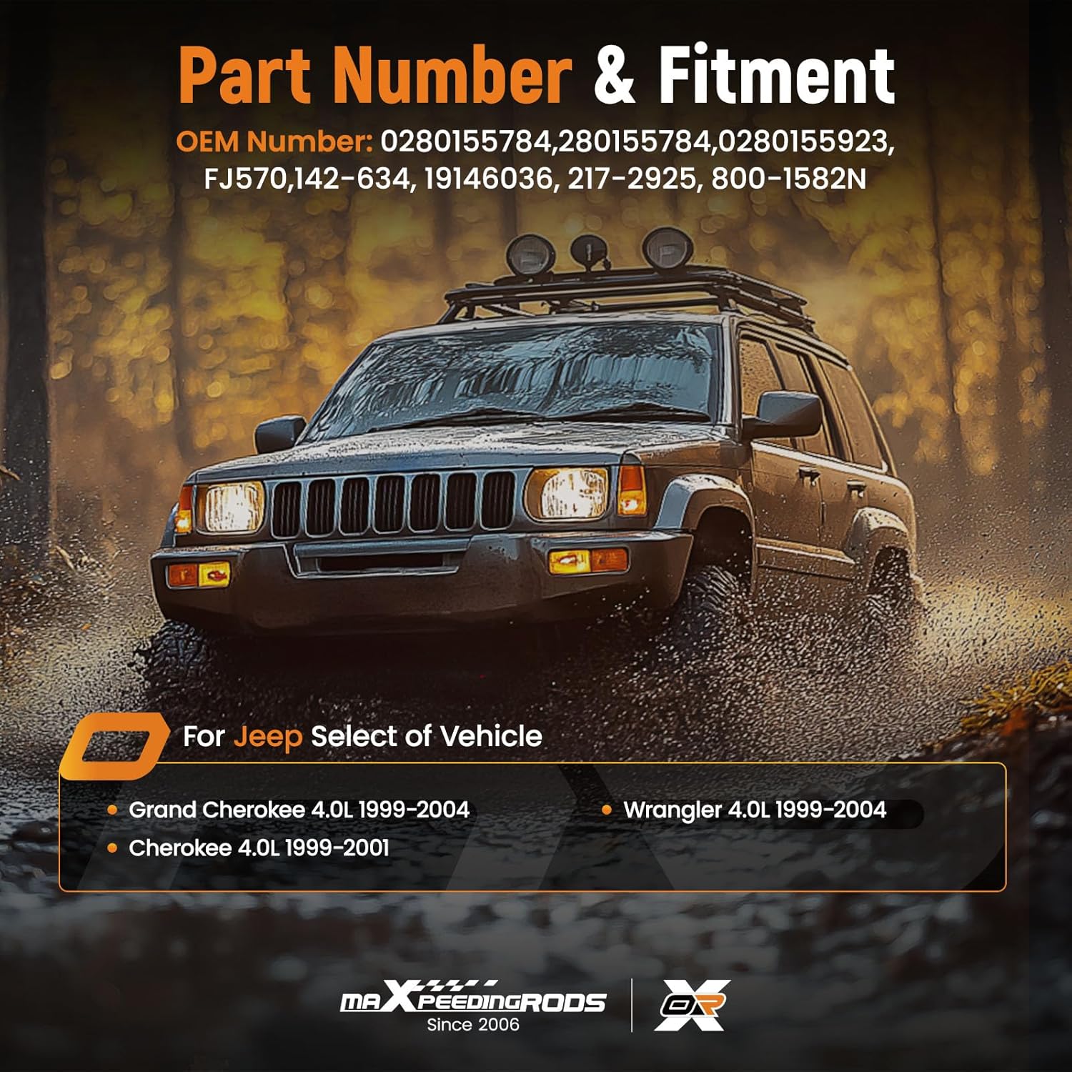 maXpeedingrods 6PCS Fuel Injectors 4 Holes for Jeep Cherokee Grand Cherokee Wrangler 4.0L 1999-2004, for Dodge Ram 1500 5.2L 2000-2001 Ram 2500 3500 Van 5.2L 2000-2003, Replaces 0280155784 280155784