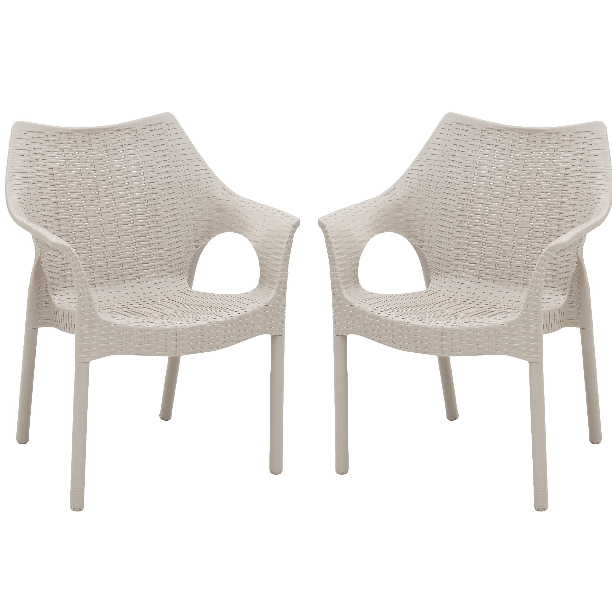Supreme Furniture Cambridge Plastic with-Arm Chair Suitable for Home, Garden, Office, Living Room, Cafeteria, Restaurant, Hotel, Resort, Indoor & Outdoor(Set of 2, Dark Beige)-picture-13