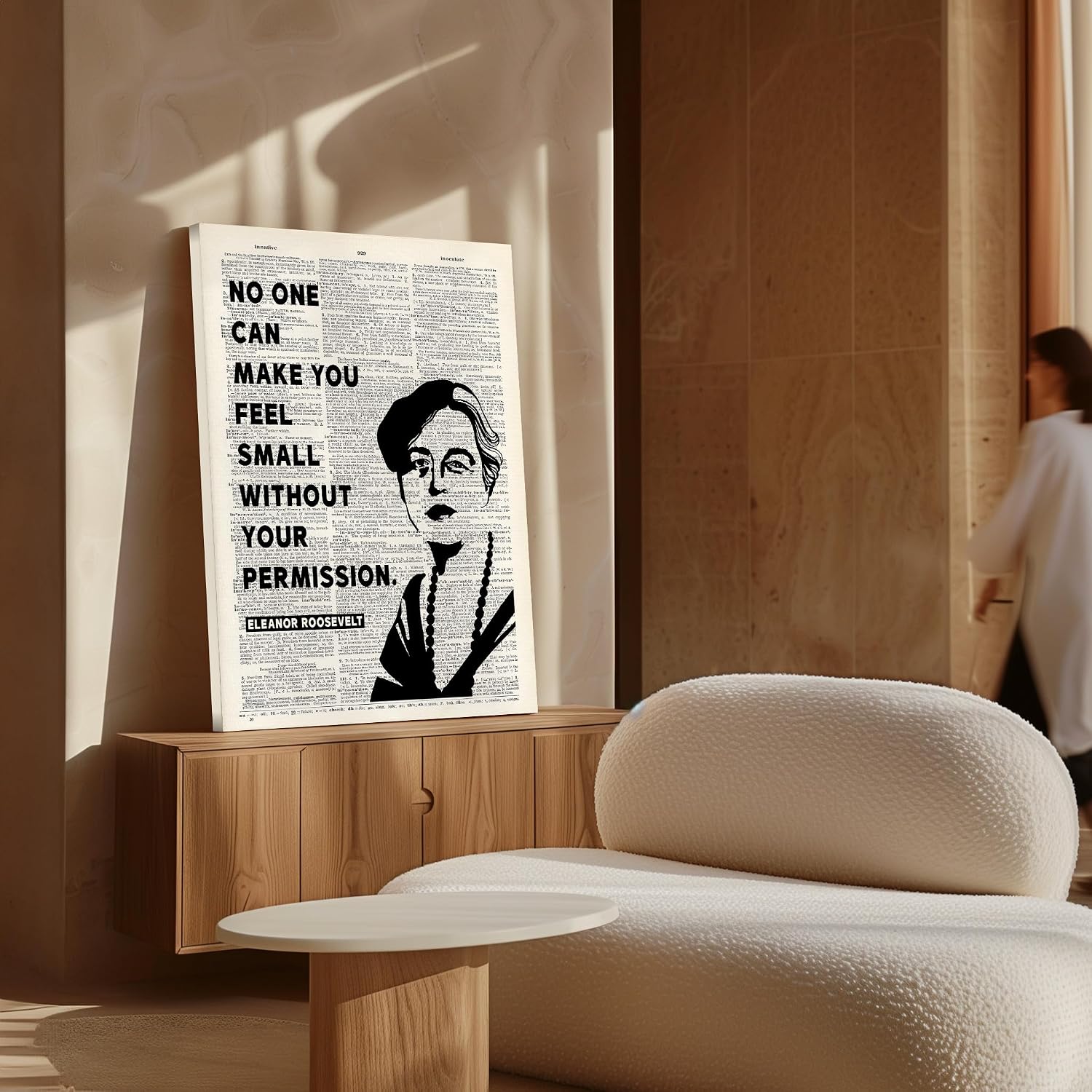 Poster Master No One Can Make You Feel Small Canvas - Eleanor Roosevelt Print - Motivational Quotes Art - Gift for Men & Women - Inspiring Decor for Living Room or Office - 8x10 STRETCHED Canvas