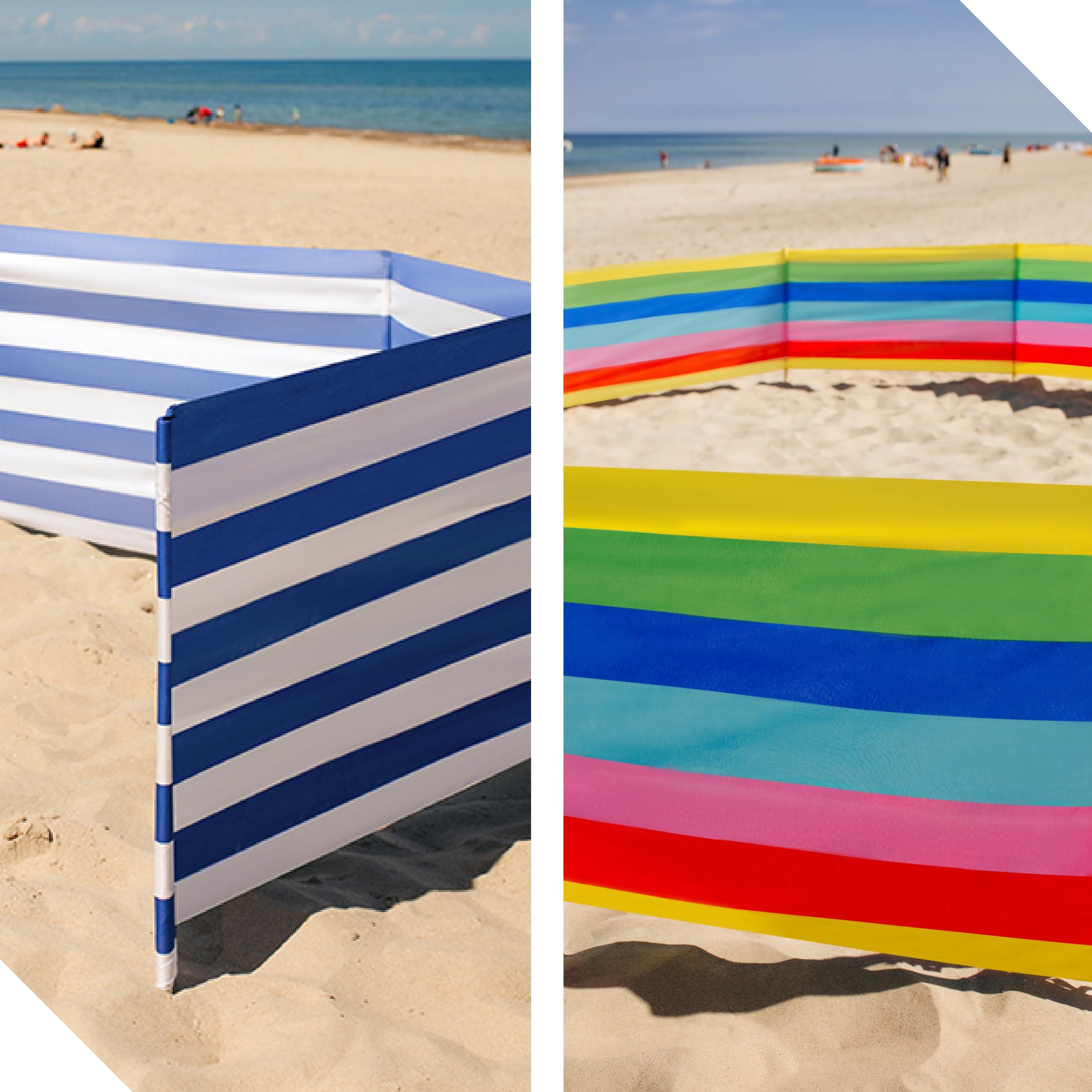 Ladeheid Paravent de Plage avec Poteau en Bois Accessoire Pratique de Plage LAEX001