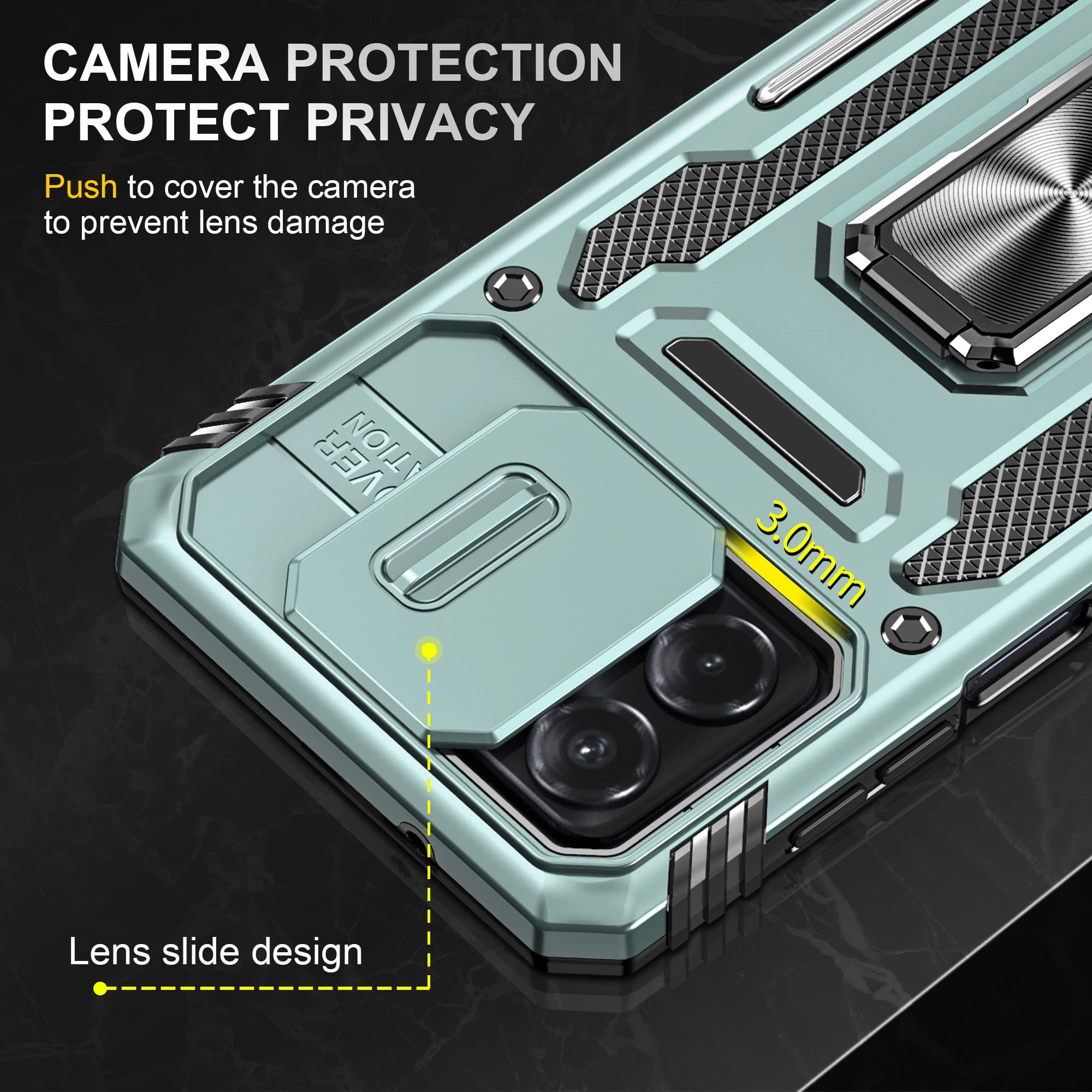 Coque Motorola Moto Edge 30 Pro / Edge+ 2022 - Housse Antichoc Avec Cache Caméra Coulissant, Bleu