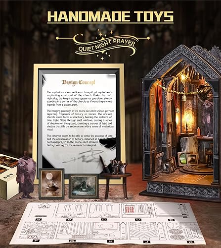 Miniatura 4 de Spilay Kit de rincón de libros de bricolaje, casa de muñecas para estantería, decoración de callejón, kit de construcción de modelos de sujetalibros