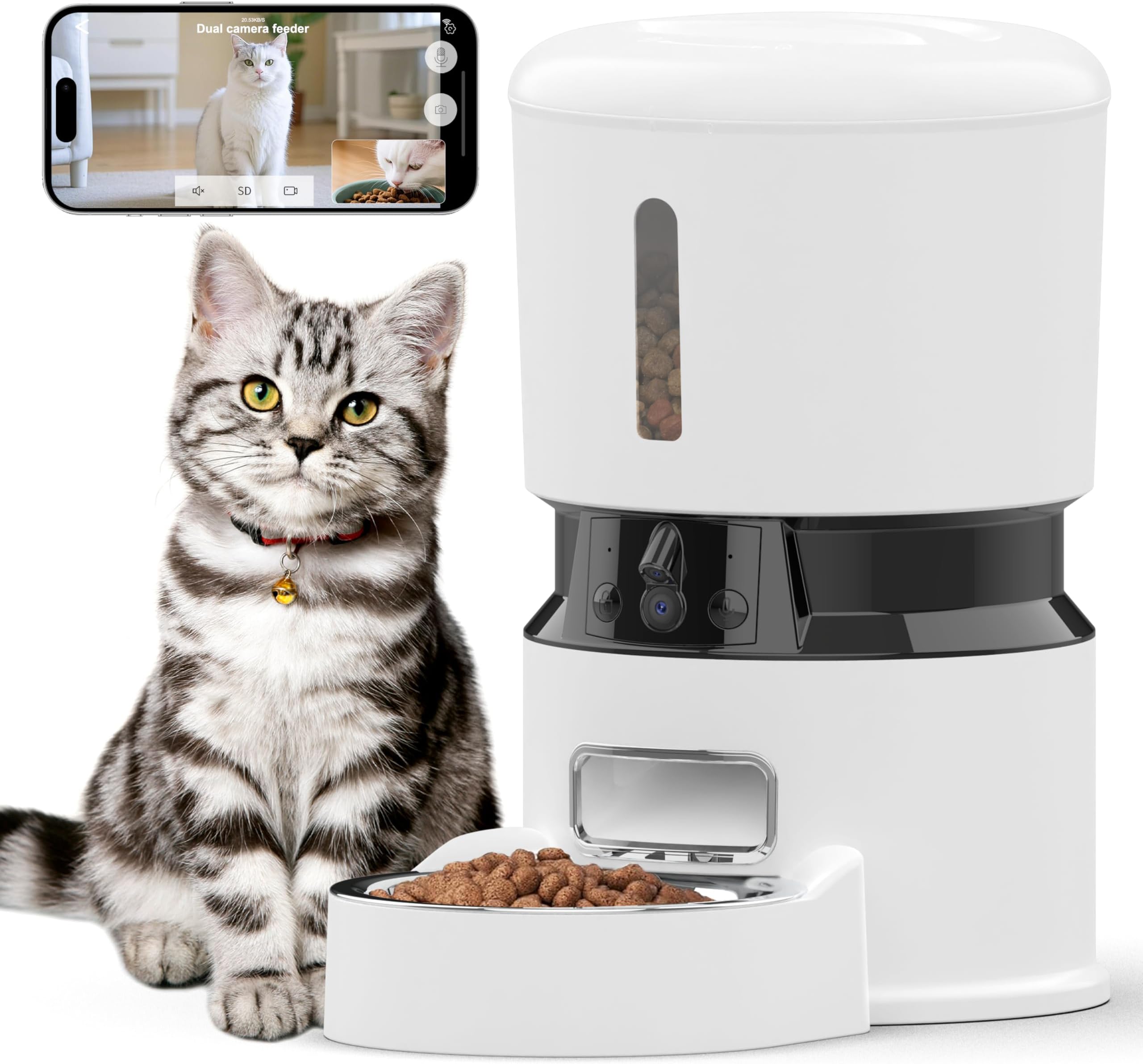 Pet Camera PIPPINPET Automatic Cat Feeder With Camera 7L Cat