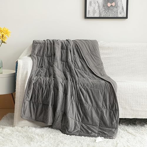 Miniatura 8 de MENHIRY Manta pesada con funda de edredón extraíble de minky, tamaño Queen, manta pesada para adultos y niños (15 libras, gris, 6080)