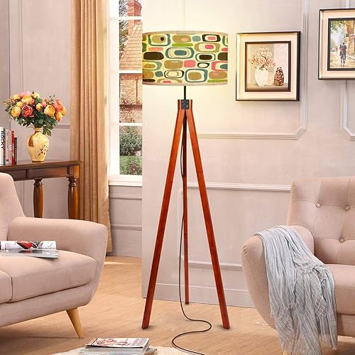 Miniatura 3 de Lámpara de pie retro cuadrados elegantes cuadrados retro todos los cuadrados completos por lo que lámpara de pie patas de madera maciza moderna