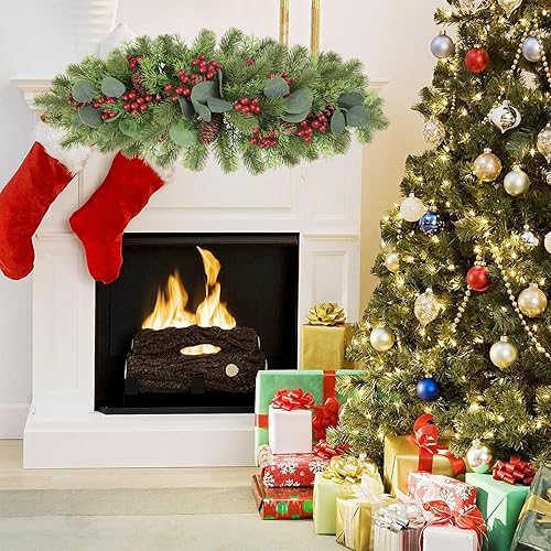 Miniatura 4 de Pauwer Guirnalda de Navidad con forma de cono de pino artificial, decoración de escalera de Navidad, decoración de Navidad para buzón, guirnalda de