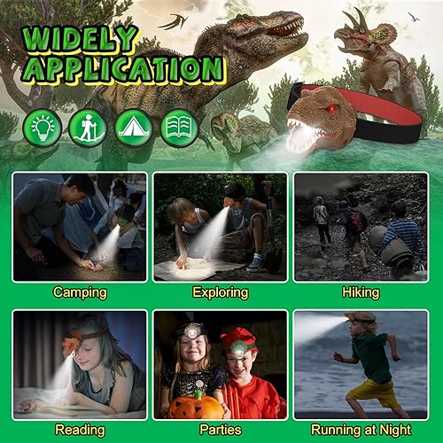 Miniatura 34 de Linterna de dinosaurio para niños, linterna LED, rugido y modo silencioso, juguetes de dinosaurio T-Rex para niños de 3-5, 4, 6, 5, 7, 6, 8,