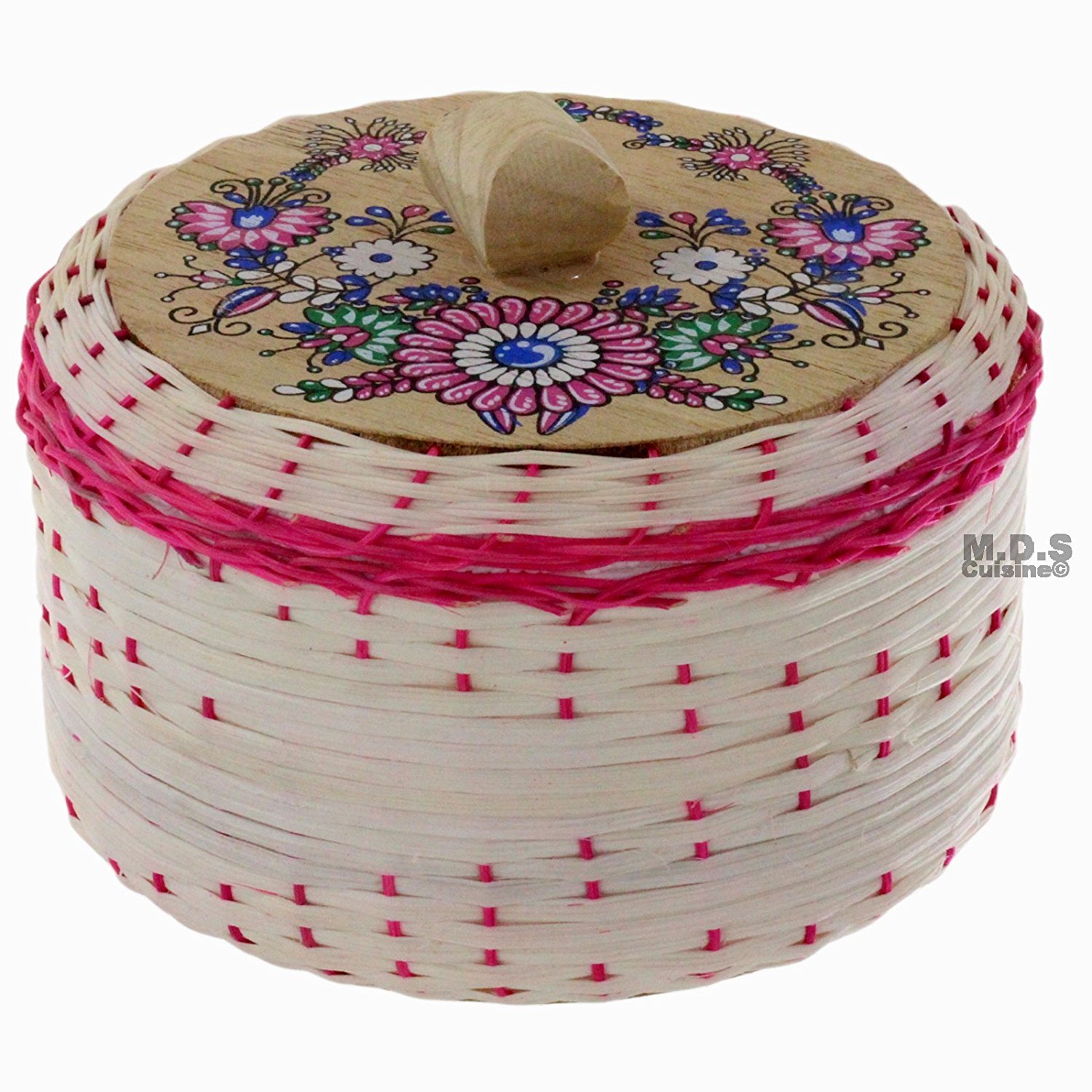 Kitchen & Restaurant SuppliesTortilla Warmer 9" Tortillero de Mimbre Traditional Wicker Made in Mexico Traditional Handmade Styrofoam (Pink)