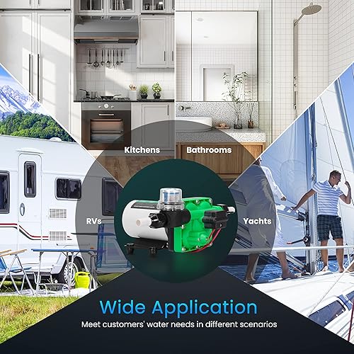 Miniatura 2 de SPECSTAR Bomba de agua dulce serie 42, 12 V CC 5.5 GPM 70 PSI bomba de agua de diafragma autocebante incluye adaptadores de manguera de jardín de 12