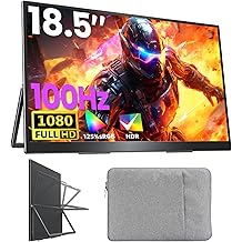 Upperizon Portable Monitor 18.5 inch FHD 125% sRGB 100Hz IPS HDR HDMI USB-C Travel Monitor for Laptop MacBook PC Surface PS5 Xbox, Large External Display with Kickstand &amp; Speakers, VESA Compatible
