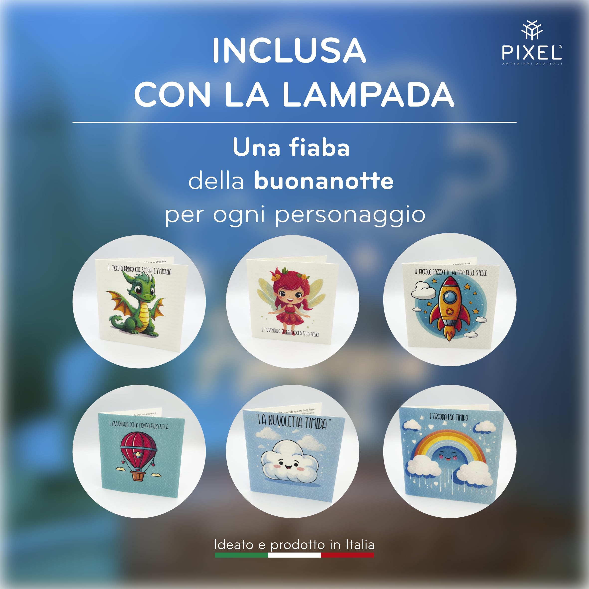PIXEL® Lampada personalizzata con nome incisa 3d Luce notturna bambino bambina bambini neonato Idea regalo nascita bimbo bimba battesimo Regalo Natale neonati Personalizzato cameretta (Mongolfiera)