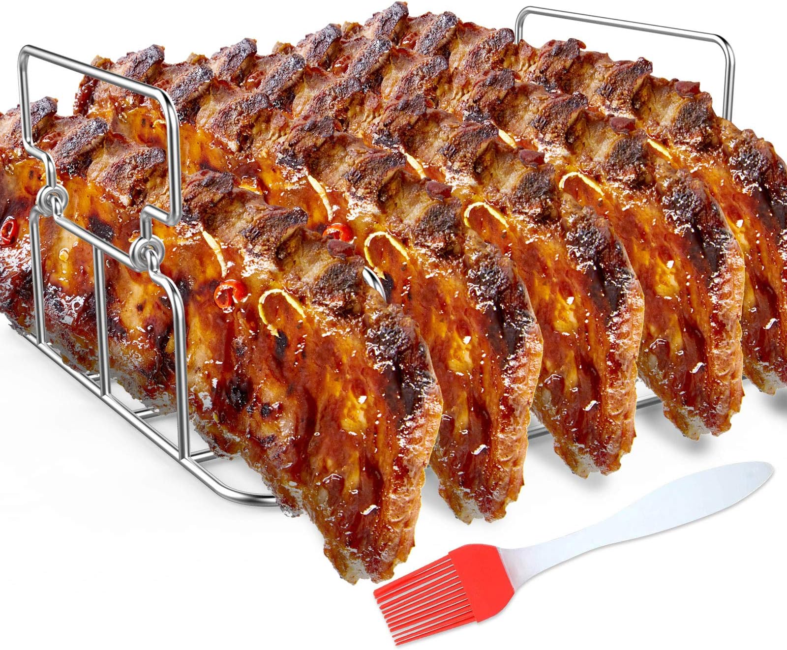 Amazon.com : Durable Stainless Steel Rib Rack with a Silicone Oil Brush ...