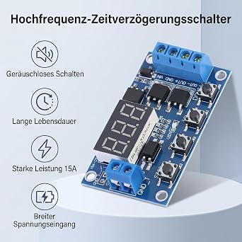 Ejoyous Time Relay DC 5V-36V Timer Delay Switch Board Timer Module Trigger Cycle Delay Timer Delay Trigger Switch On/Off Infinite Cycle Digital LED Display