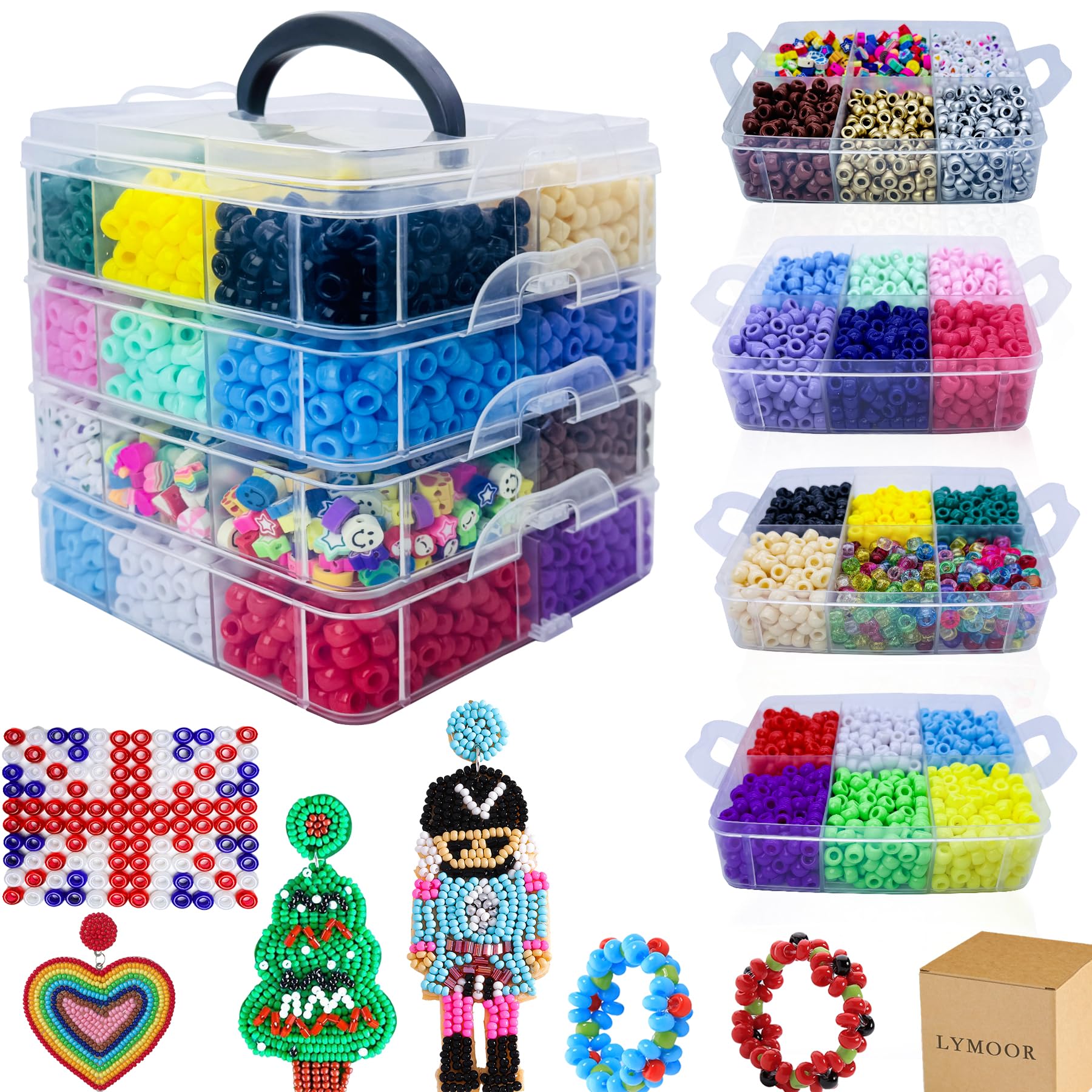 5500Pcs Pony Beads, 1.6KG/3.4lb, Color Saturation Kandi, with Love Clay Bead, Beads for Bracelets Making, Hair Bead for Braids, 24 Colors Friendship Bracelet Kit for Craft Jewelry Gifts