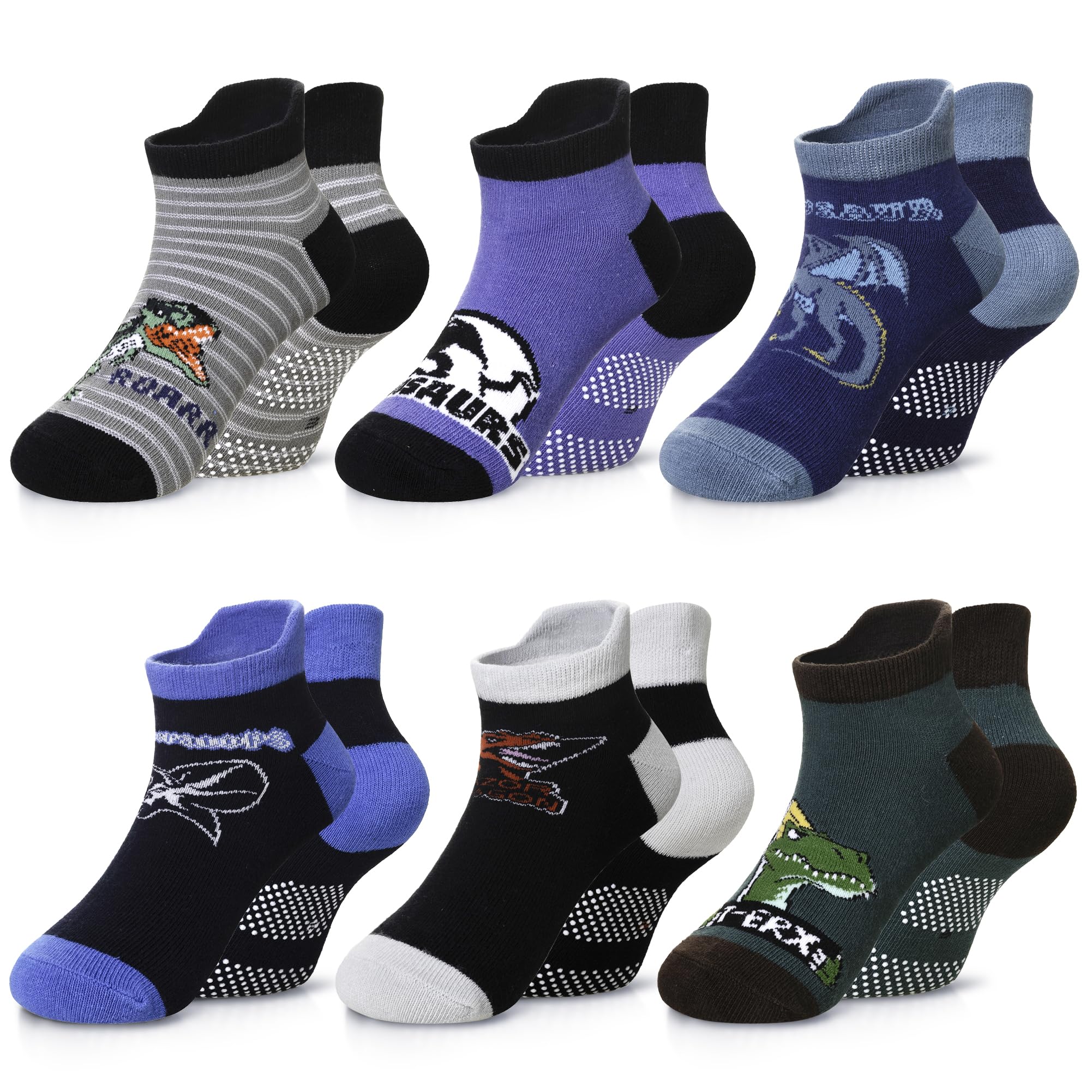 Eyean Kids Ankle Cotton Socks Cute Animal Pattern Soft Non Slip Boys Girls No Show Socks 6 Pairs