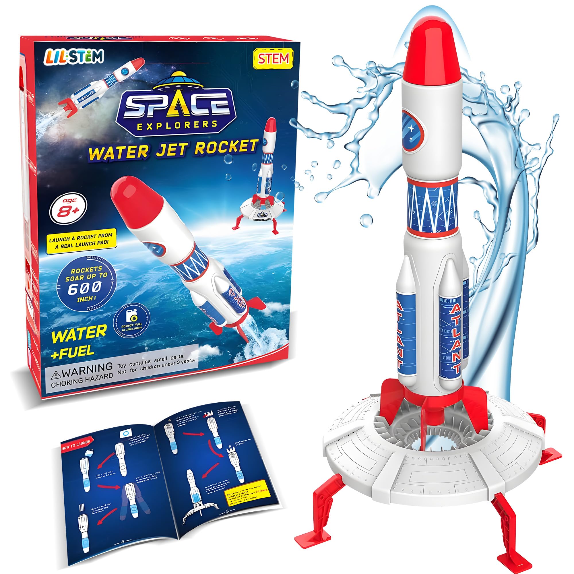 DIY Water Rocket Launcher Kit - STEM Outdoor Science Kit for Backyard Fun, Launch up to 50+ft, Outdoor Toys for Kids 8-12, Great Birthday Gifts for Boys & Girls Ages 3+