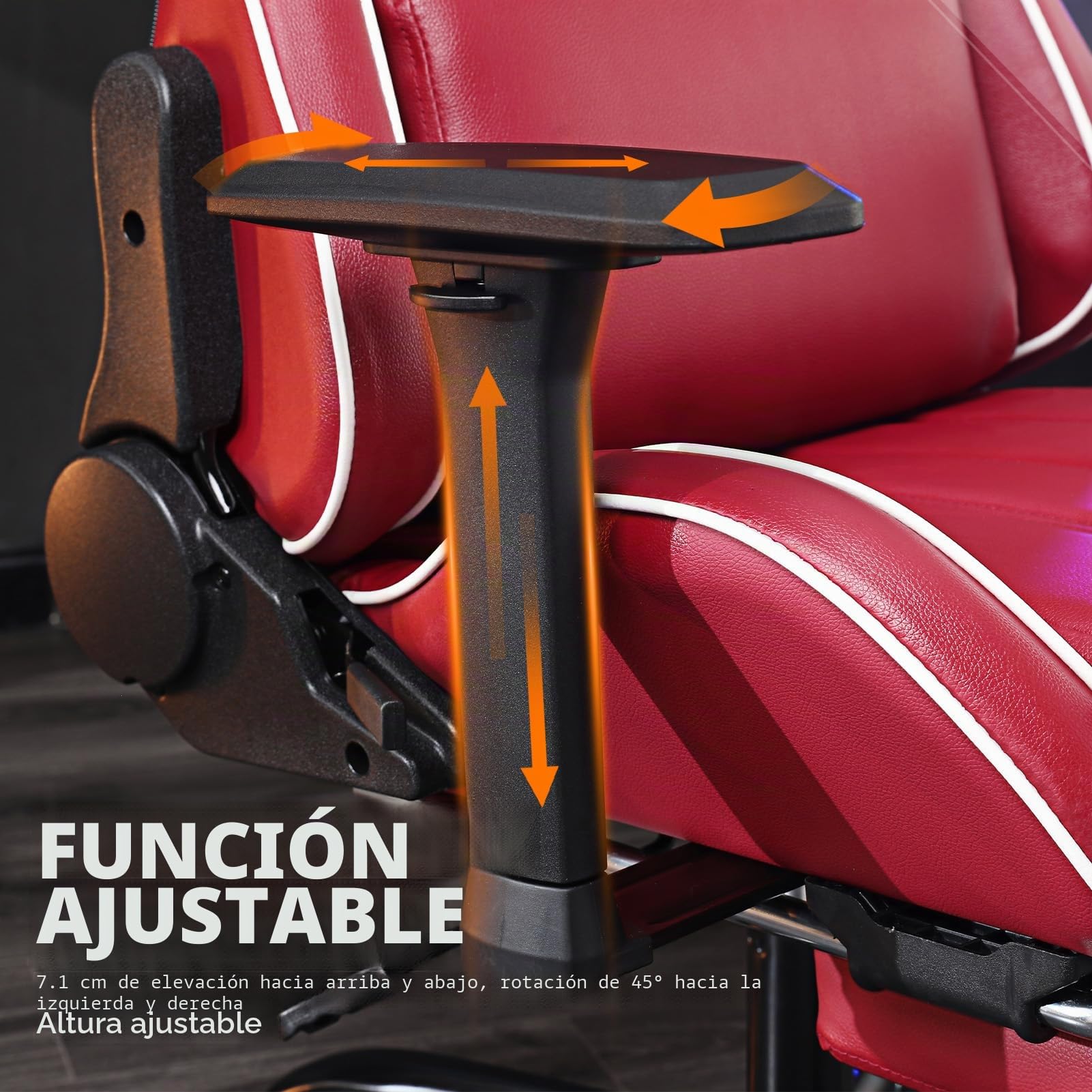 Sillas Gaming con Reposapies, Silla Gamer Adulto con Respaldo Lumbar, Silla Escritorio Gaming Ajustable en Altura, Silla Ordenador en Piel Sintética, Gama Alta, Rojo
