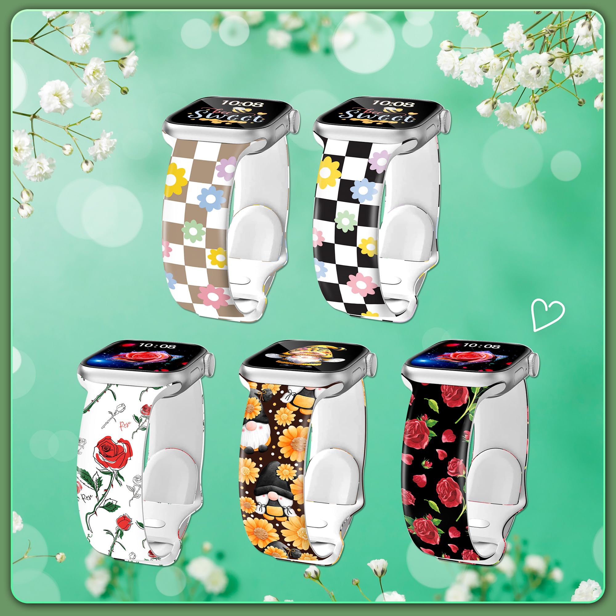 Silikon-Uhrenarmband für Apple Watch, Weihnachten, Herbst, Halloween, bedruckt, für iWatch 1, 2, 3, 4, 5, 6, 7, 8, 9, 10, Ultra, 38 mm, 40 mm, 41 mm, 42 mm, 44 mm, 45 mm, 46 mm, 49 mm