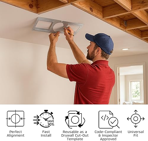 Miniatura 2 de OhLectric Placa rugosa de nueva construcción para luz LED  Soporte de acero delgado  Fácil de instalar  Guía para electricistas y paneles de yeso