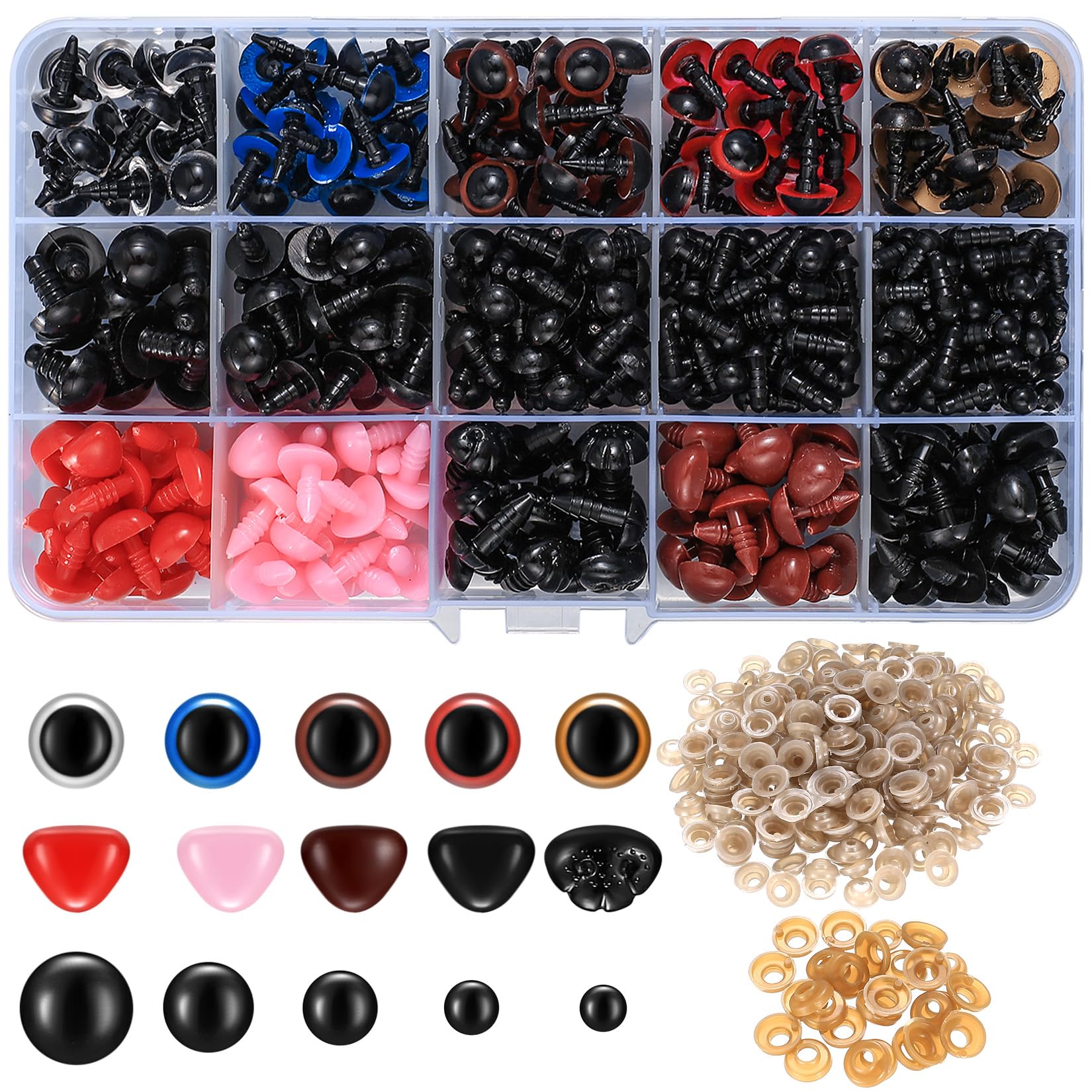 Kit Occhi E Nasi Per Amigurumi HavaCue - 640 Pezzi 6-20mm Per Pupazzi E Peluche - Foto 3