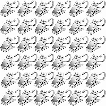 BIHRTC Pack of 50 Curtain Clips Thickening Stainless Steel with Hooks Lights Hanger Small Metal Wire Holder for Shower Home Decoration Photos Picture Arts Crafts Display Outdoor Activities Supplies