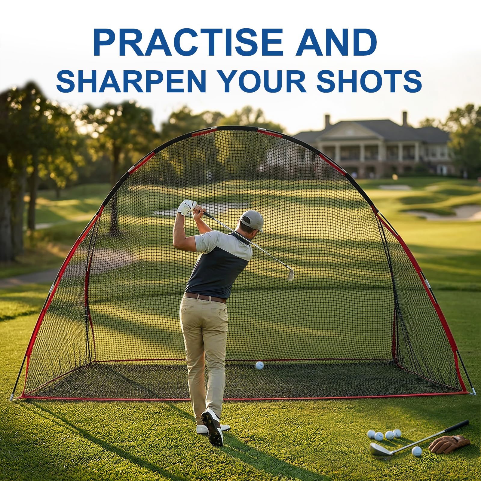Golf-Netz, 3 x 2,1 m, faltbares Golf-Übungsnetz mit seitlicher Barriere und Tragetasche für Zuhause, Hinterhof, Garage, Übungstraining, Fahren, Chipping Swing