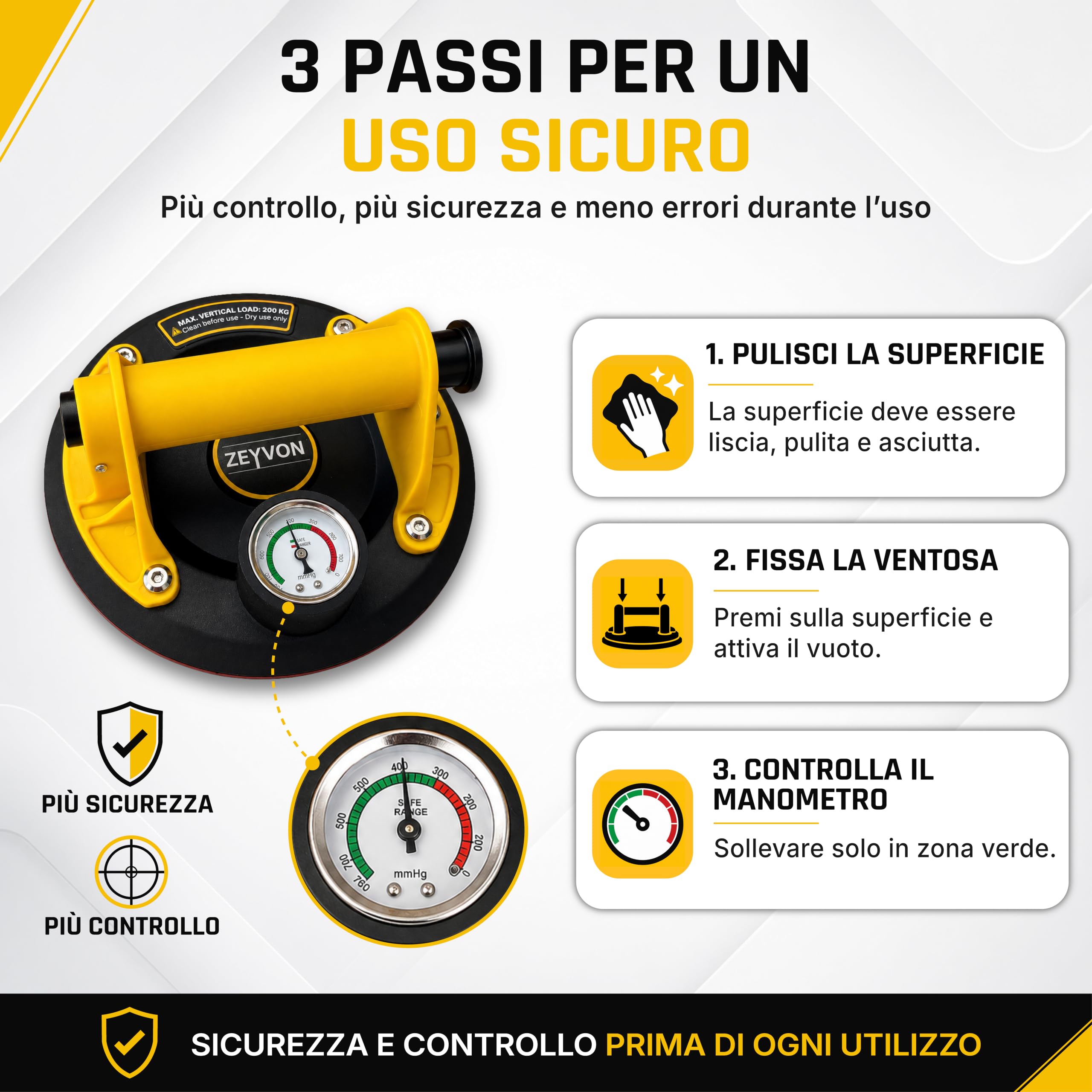 Ventosa per Piastrelle – 2x Ventose per Piastrelle e Ventose per Vetri, Ventosa Piastrelle Professionale, Ventose Vetro per Sollevare Marmo e Cristallo – Portata 200 kg per Ventosa