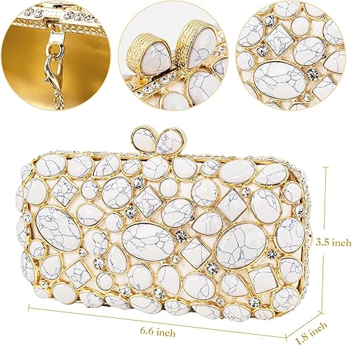 Miniatura 5 de Bolso de mano de noche de cristal turquesa elegante para novia, boda, fiesta, para mujer