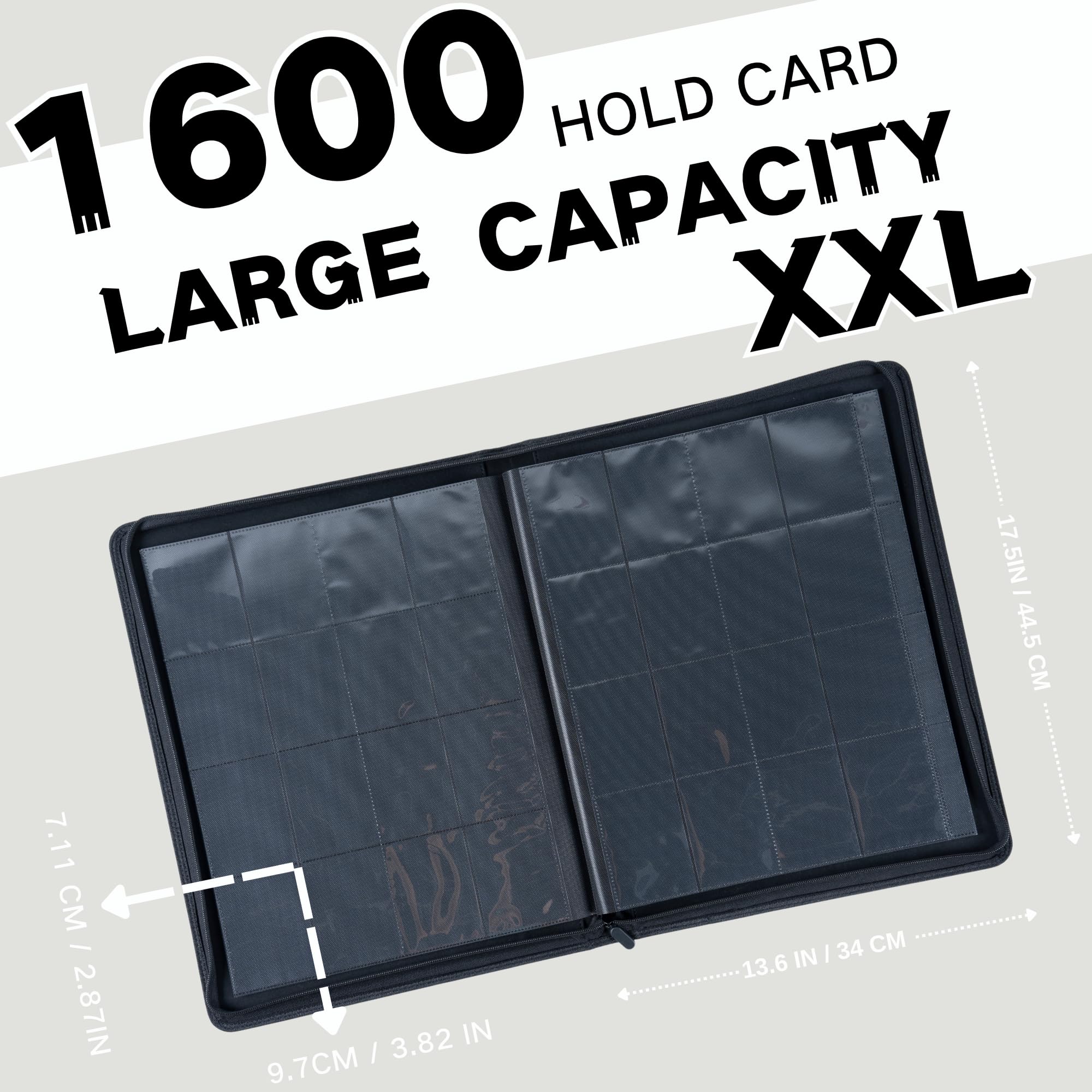 1600+ Taschen Sammelkartenbinder, 16-Taschen-Kartenalbum Kompatibel mit MTG, Sportkarten & anderen Standardgrößen Sammelkarten (WEISS)