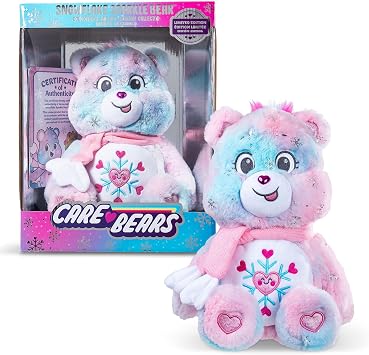 Care Bears - Collector Edition 14 Snowflake Sparkle Bear - قطيفة متوسطة الحجم - قطيفة ناعمة وقابلة للاحتضان، حيوان محشو للفتيات والفتيان، الأعمار 4+