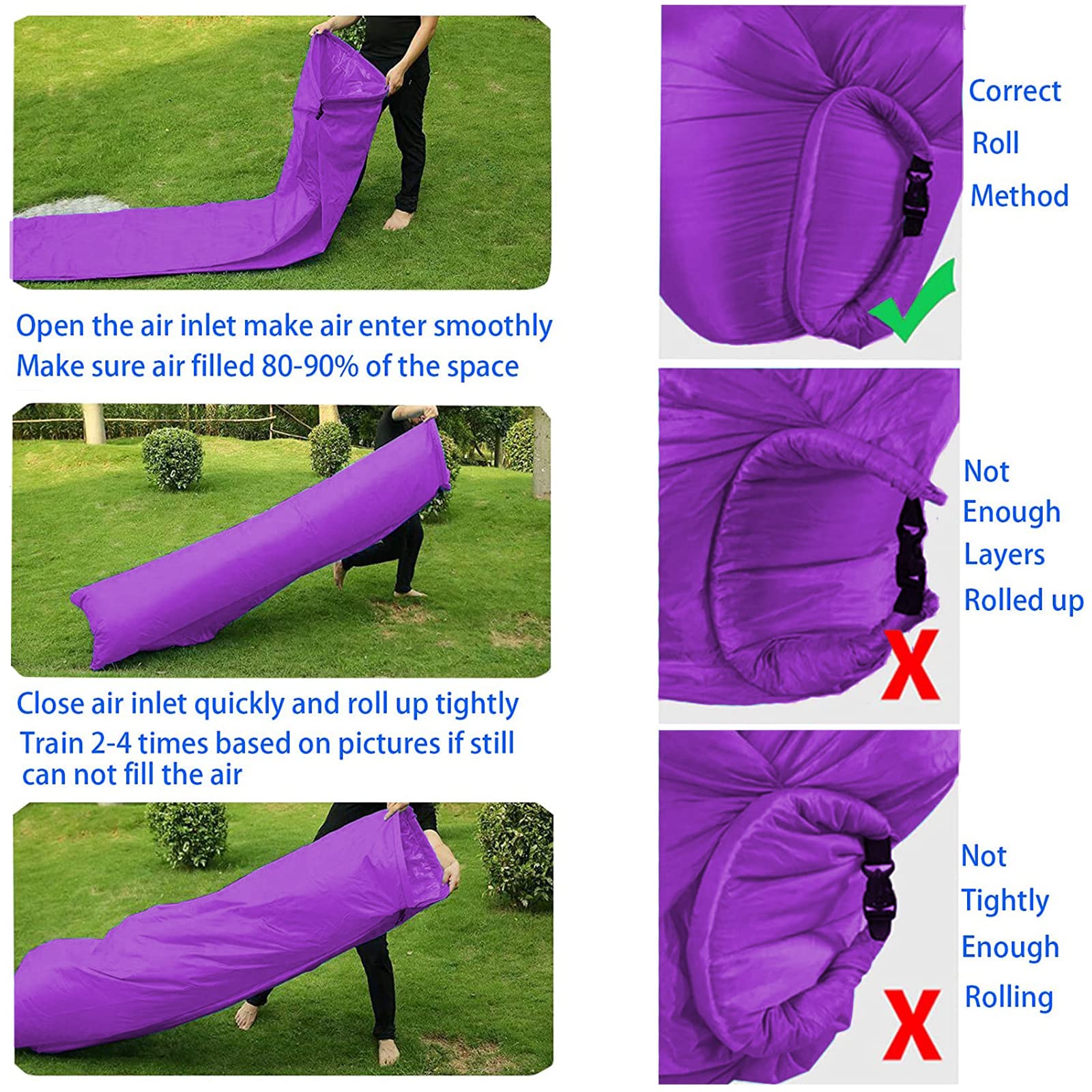 Canapé Gonflable DERJLY – Imperméable, Anti-fuite, Super Léger – Pour Plage, Camping, Rando