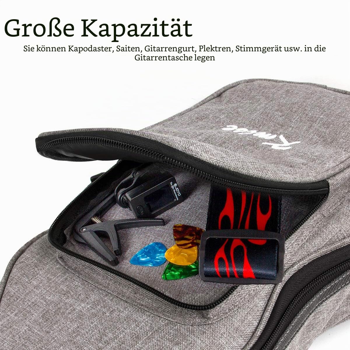 Kmise 26 Inch Ukulele Tasche Soft Carring Case Doppelgurt mit 3 Plektren