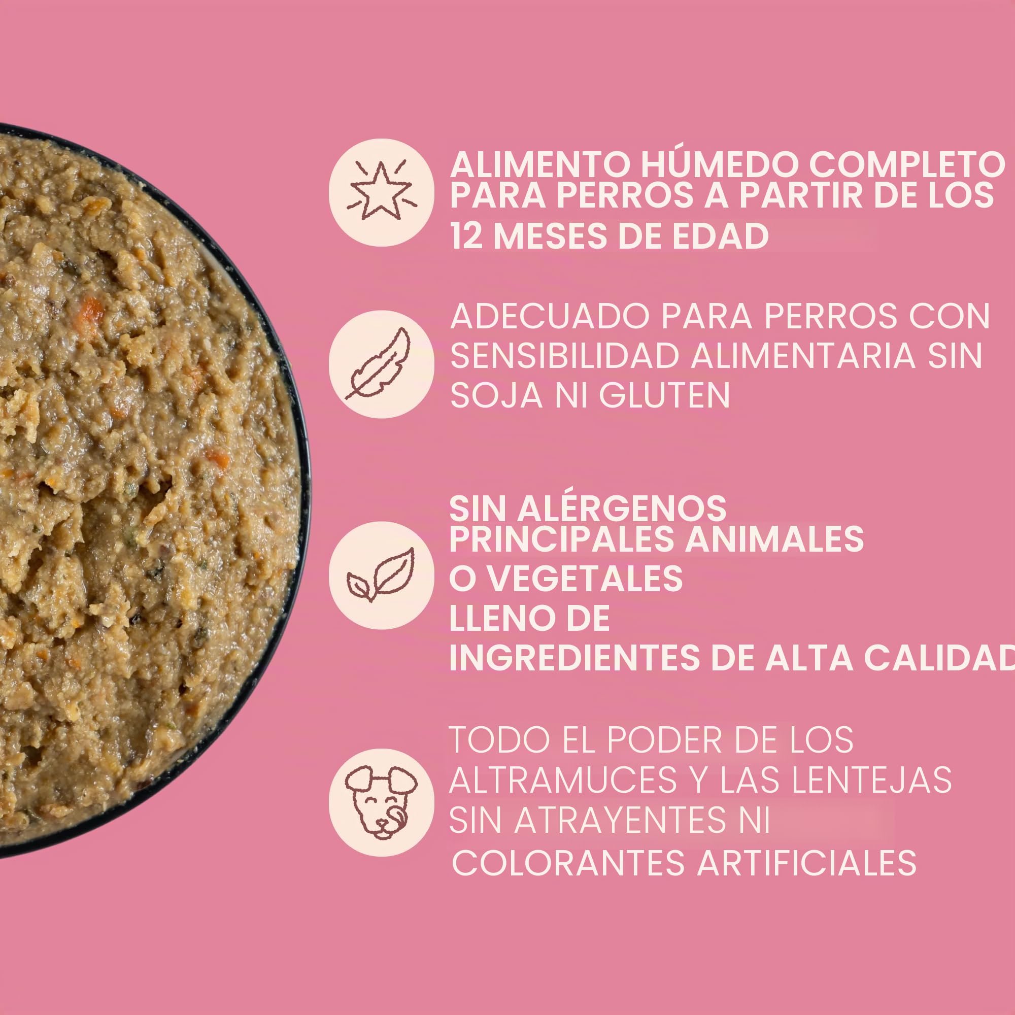 VEGDOG Comida húmeda Vegana Sensitive para Perros Adultos sensibles con proteína de altramuz y Amaranto, alimento Completo sin Cereales para Personas alérgicas con Fuente Alternativa de proteínas, | Con proteína de altramuz – alimento completo bien digeri