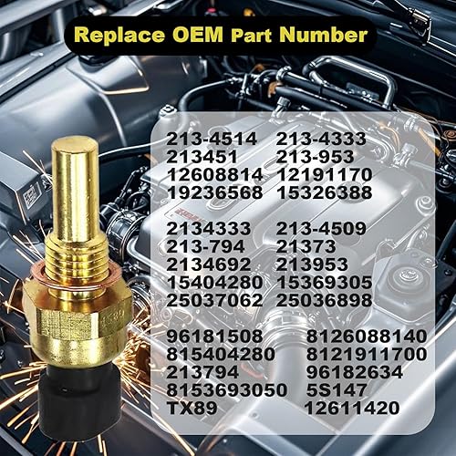Miniatura 2 de 12608814 Sensor de temperatura del refrigerante, sensor de temperatura del refrigerante del motor compatible con Chevrolet GMC, reemplaza el número