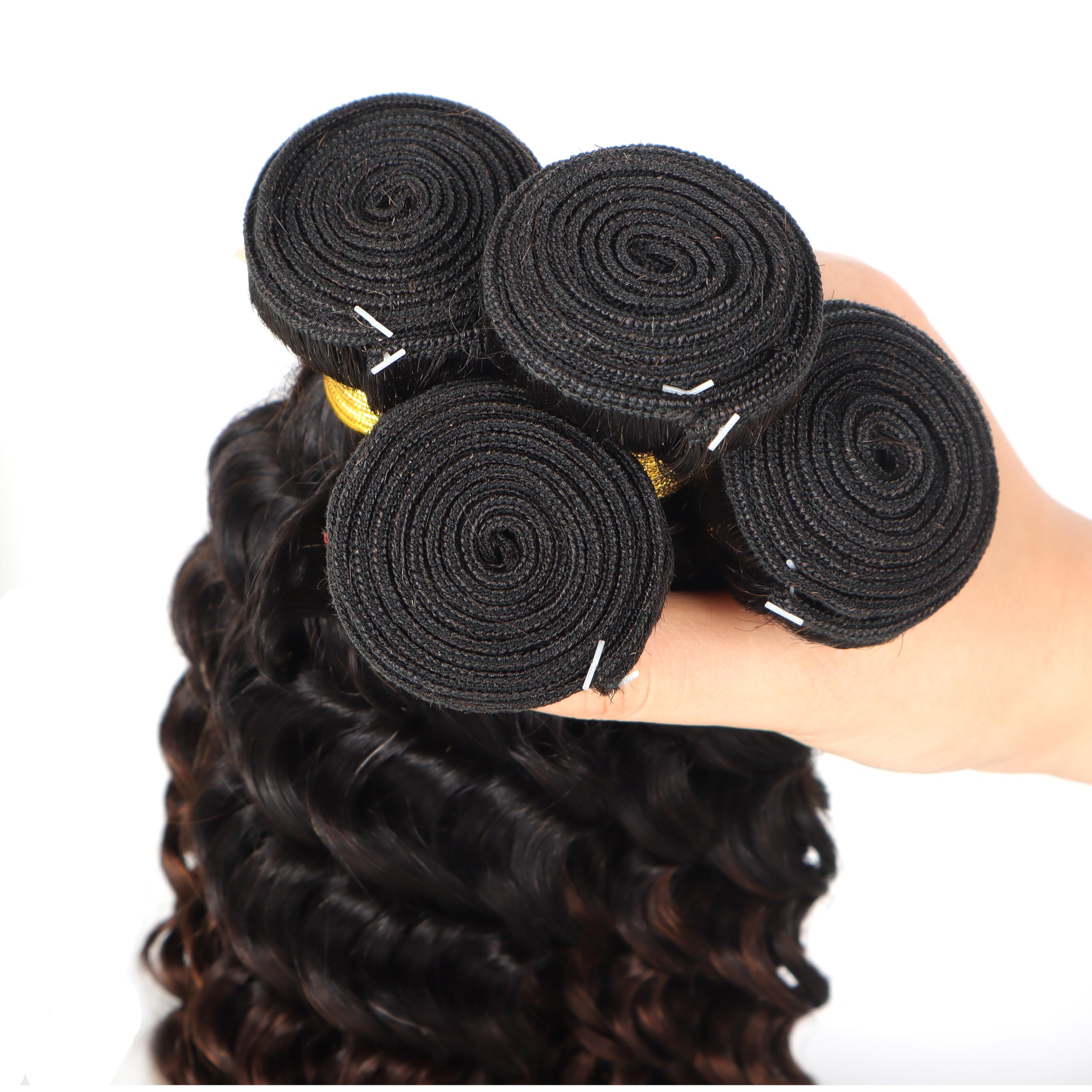 Datanala Deep Wave Ombre Human Hair Bundles Brazilian Virgin 12A Grade 100% Unprocessed Deep Wave Bundles Human Hair Extension For Women(30Inch Deep Wave 1 Bundle) - Image 4