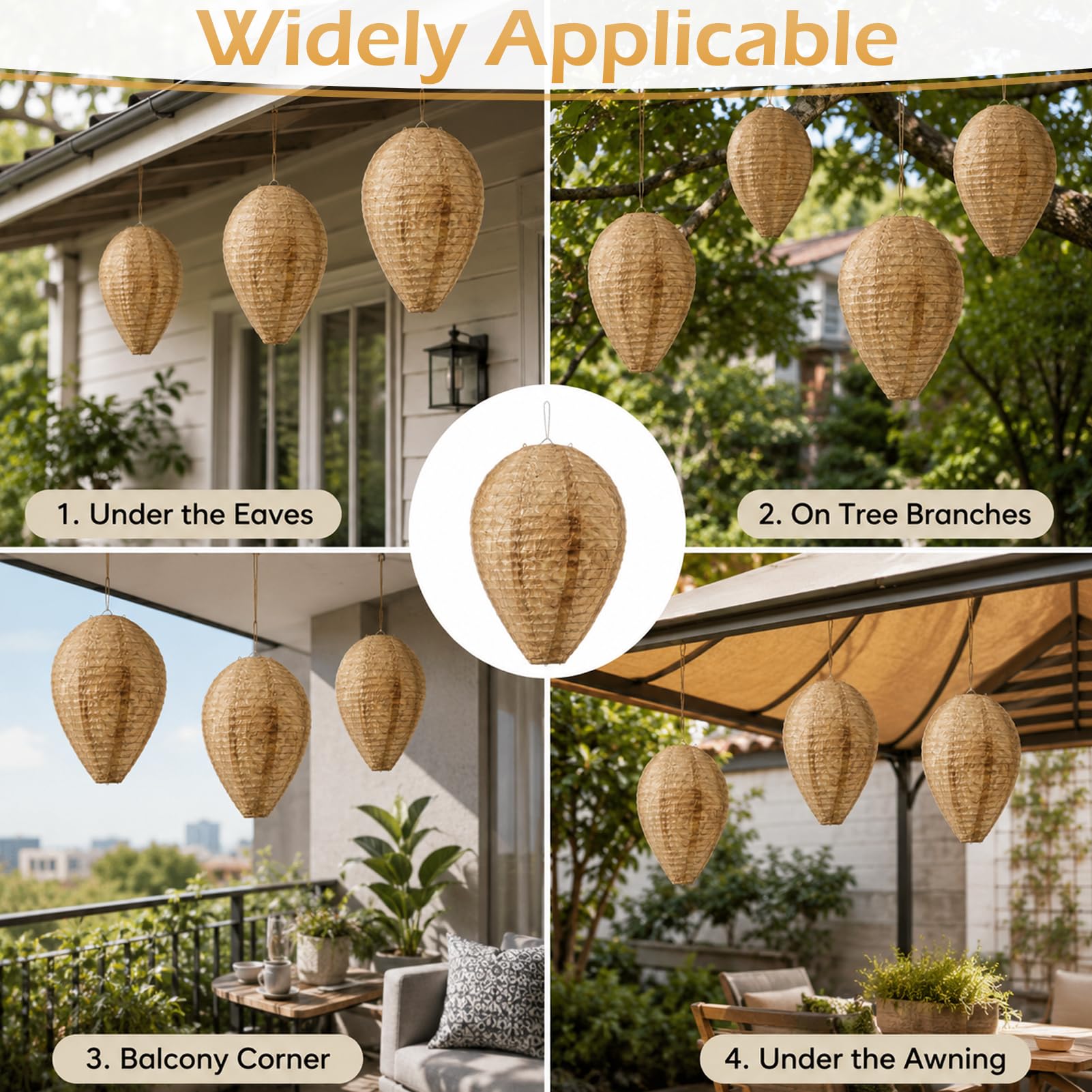 Señuelo de Nido de Avispas de 6 Piezas, Nido de Avispas Artificial, Señuelo de Nido de Avispas Resistente a La Intemperie, Señuelo de Nido de Avispones, Nido de Avispones Resistente a La Intemperie.