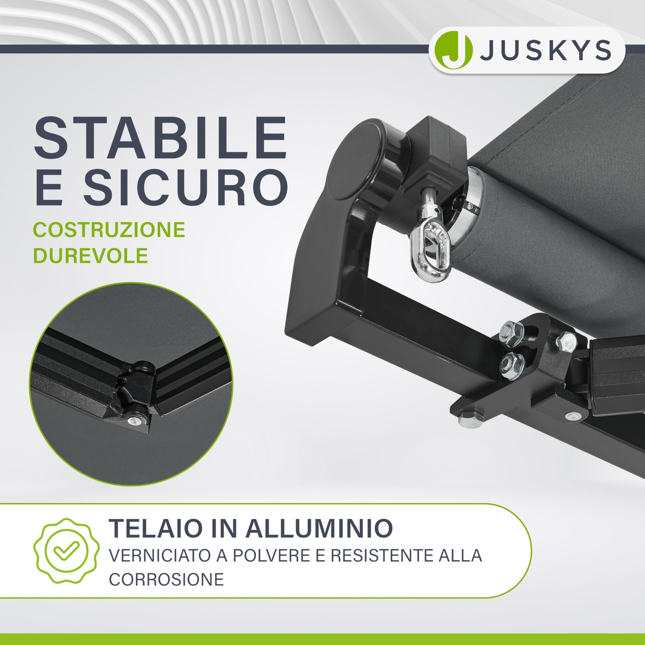 Juskys Tenda a Bracci Estensibili 400x300 cm UV40+ Impermeabile con Manovella Regolabile Grigio