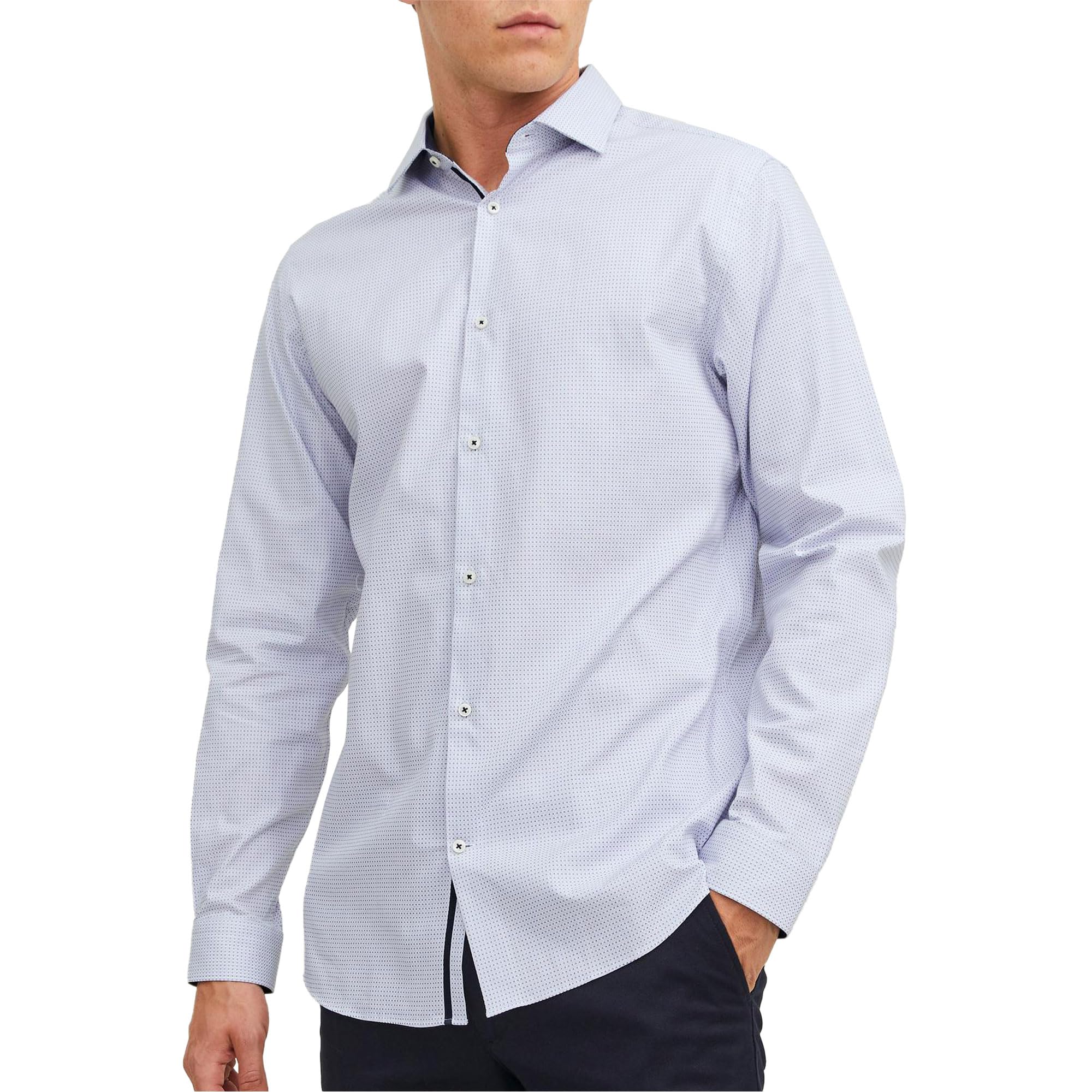 JACK & JONES Men's Jprblaparker Detail Shirt L/S Noos Casual, White/fit: Slim fit, S
