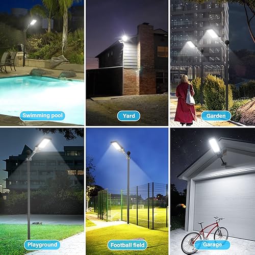 Miniatura 7 de Luces solares de calle de 300 W, 2 paquetes de luces LED solares para exteriores IP66 impermeables, 3000 lm, 6500 K, luz de calle al aire libre,
