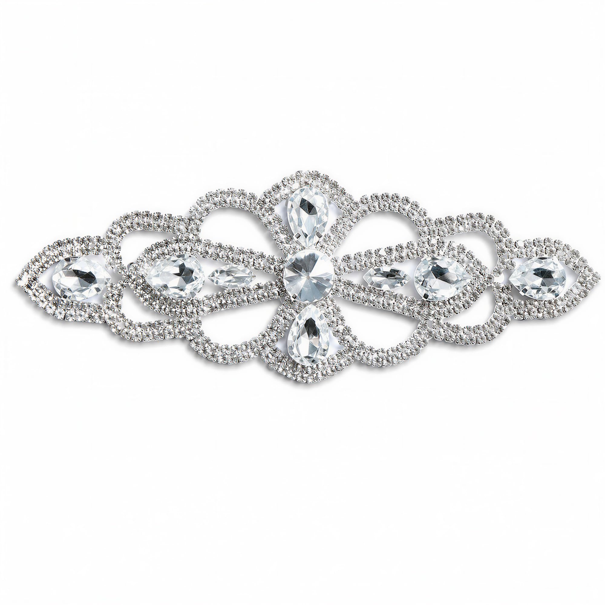 Trimming Shop Diamante Rhinestone Crystal Sew-On Motif Patch 185mm x 60mm