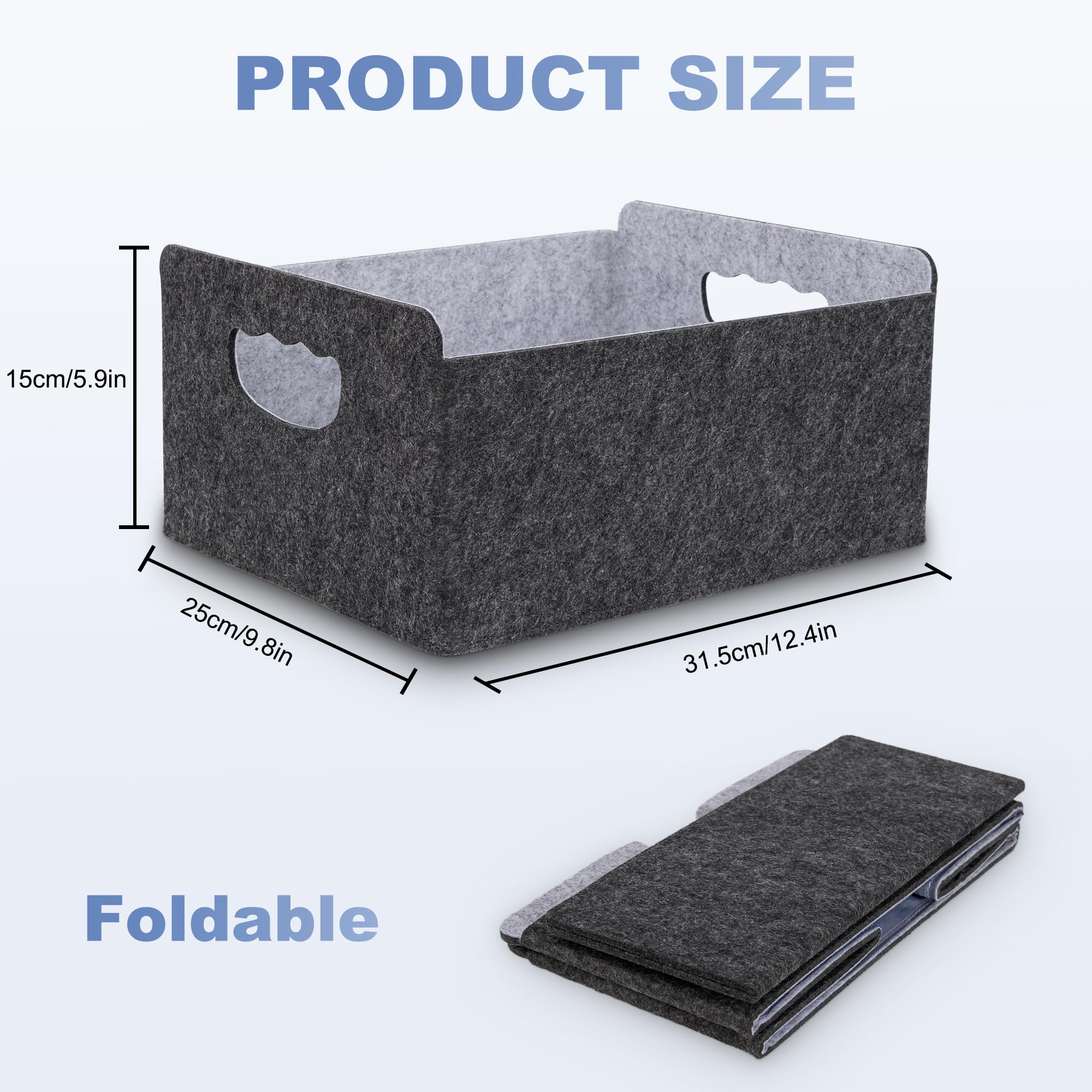 2 Cestini Portaoggetti In Feltro Rinforzato - Pieghevoli, Per Scaffali, Ufficio, Casa - Foto 11